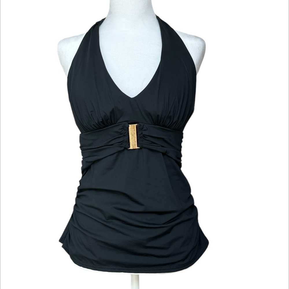 Spanx Halter Tankini Top Swim Shapewear Black NWT Size 10